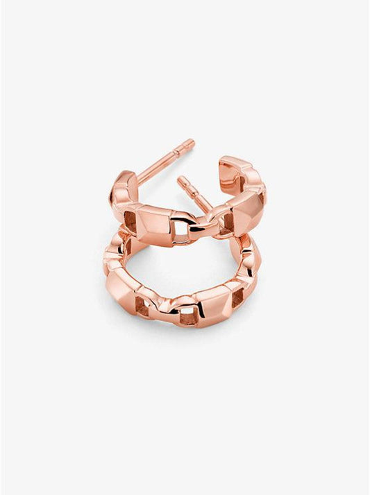 Precious Metal-Plated Sterling Silver Mercer Link Mini Hoops