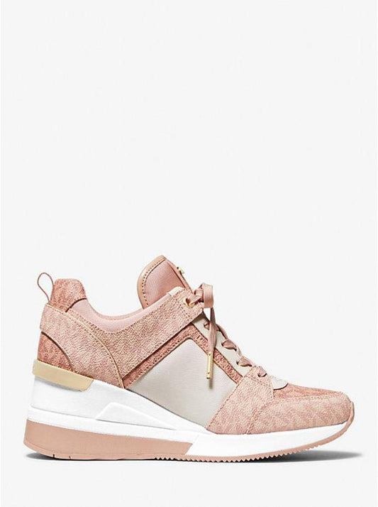 Georgie Color-Block Logo and Leather Trainer