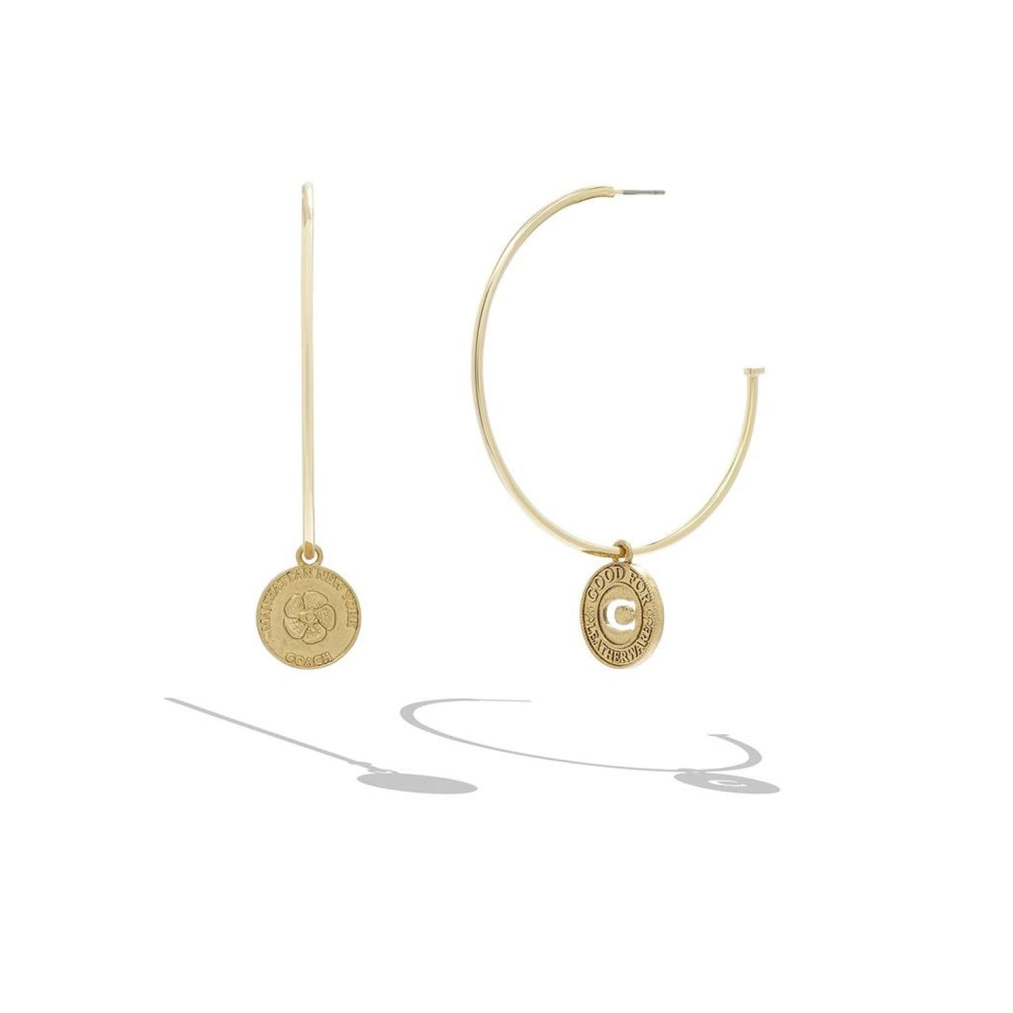 Coin Charm Hoop Earrings