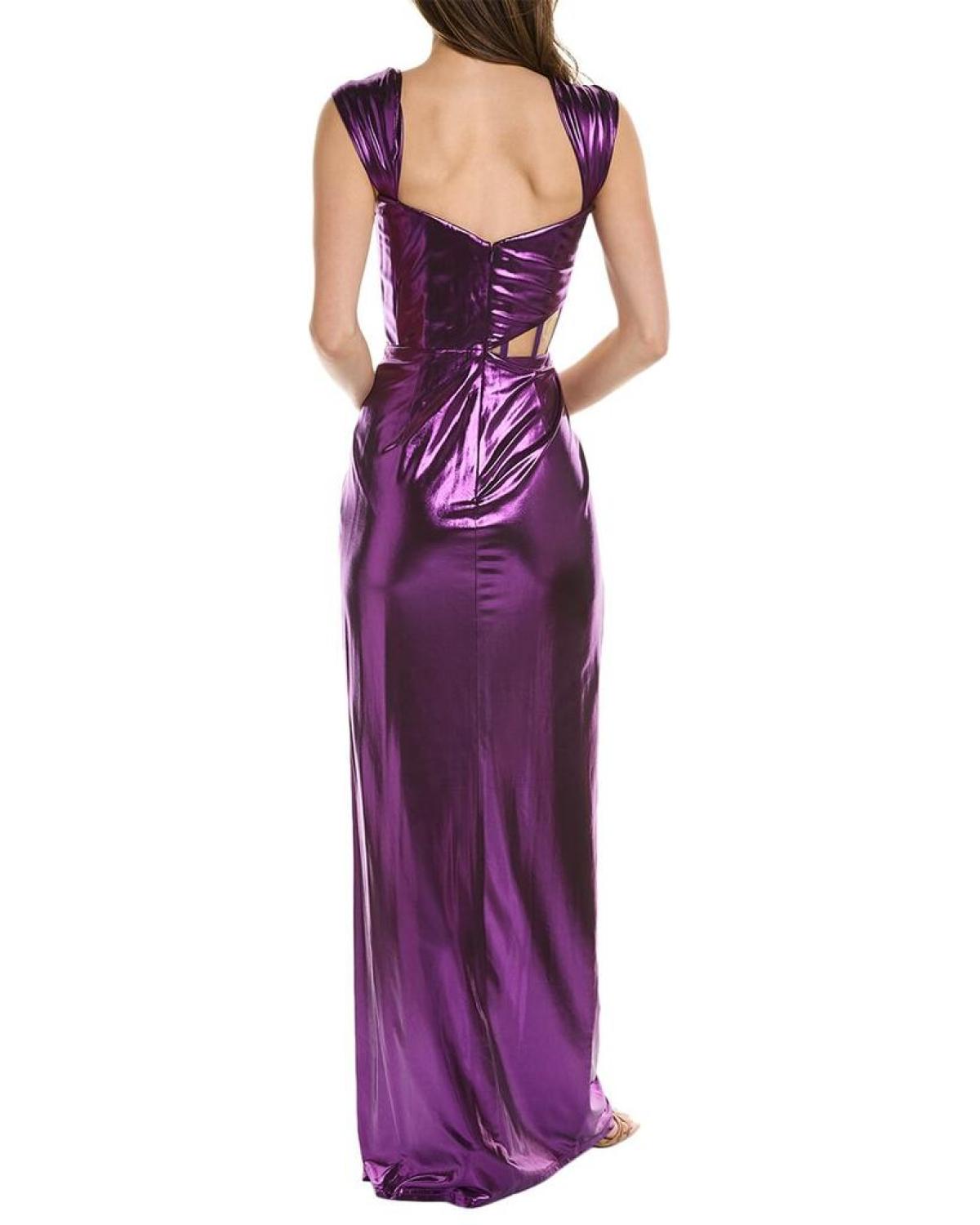 Marchesa Notte Floral Embroidered Column Gown