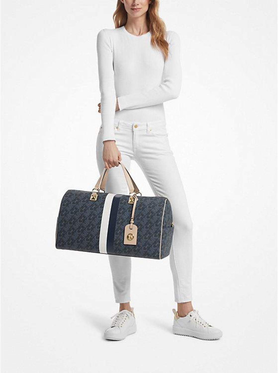 Grayson Extra-Large Empire Signature Logo Stripe Weekender Bag