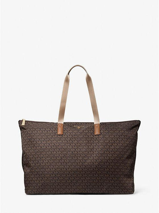 Jet Set Travel Large Signature Logo Print Woven Tote Bag