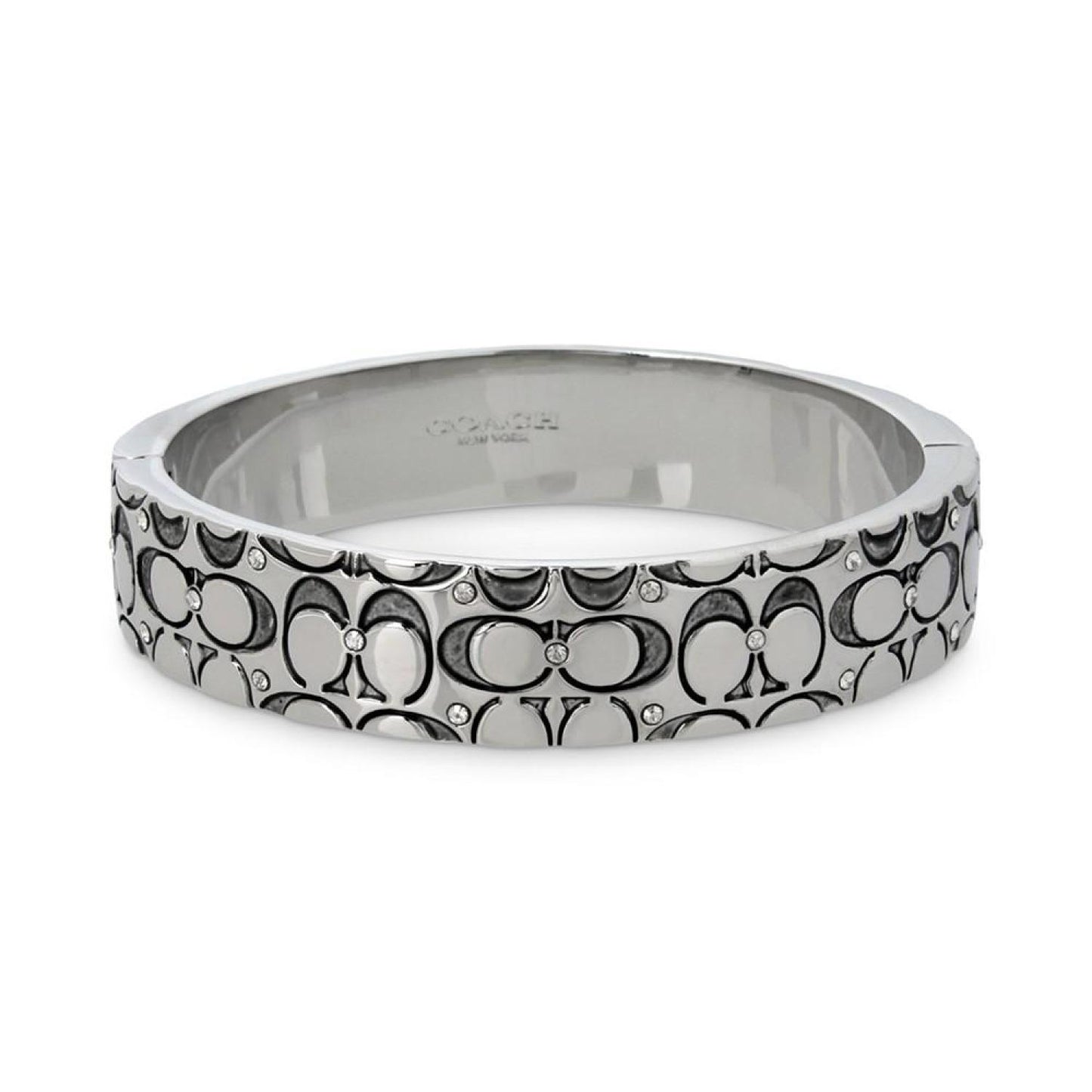 Silver-Tone Crystal Quilted C Bangle Bracelet