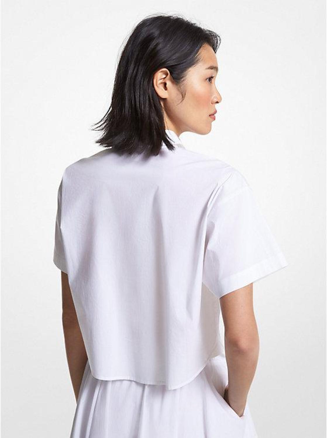 Stretch Organic Cotton Poplin Cropped Shirt