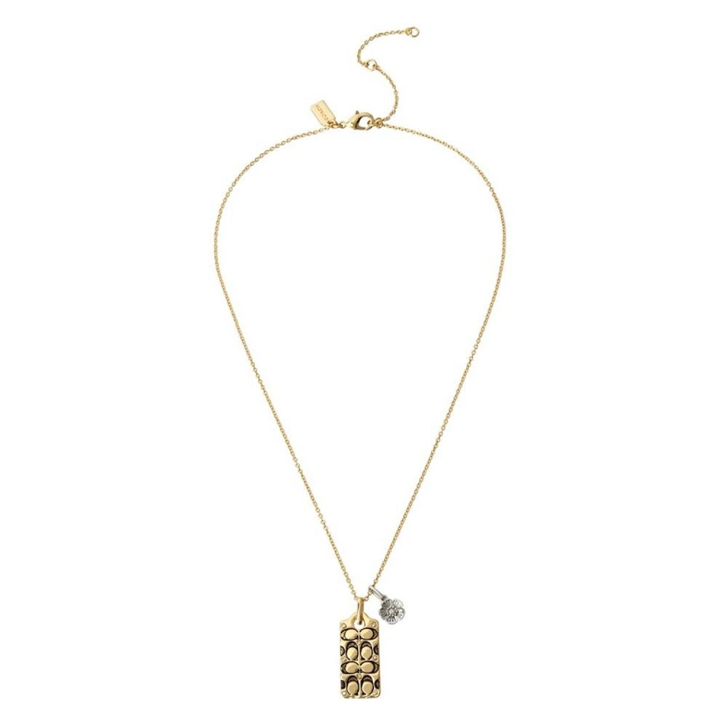 Quilted C Tag Pendant Necklace
