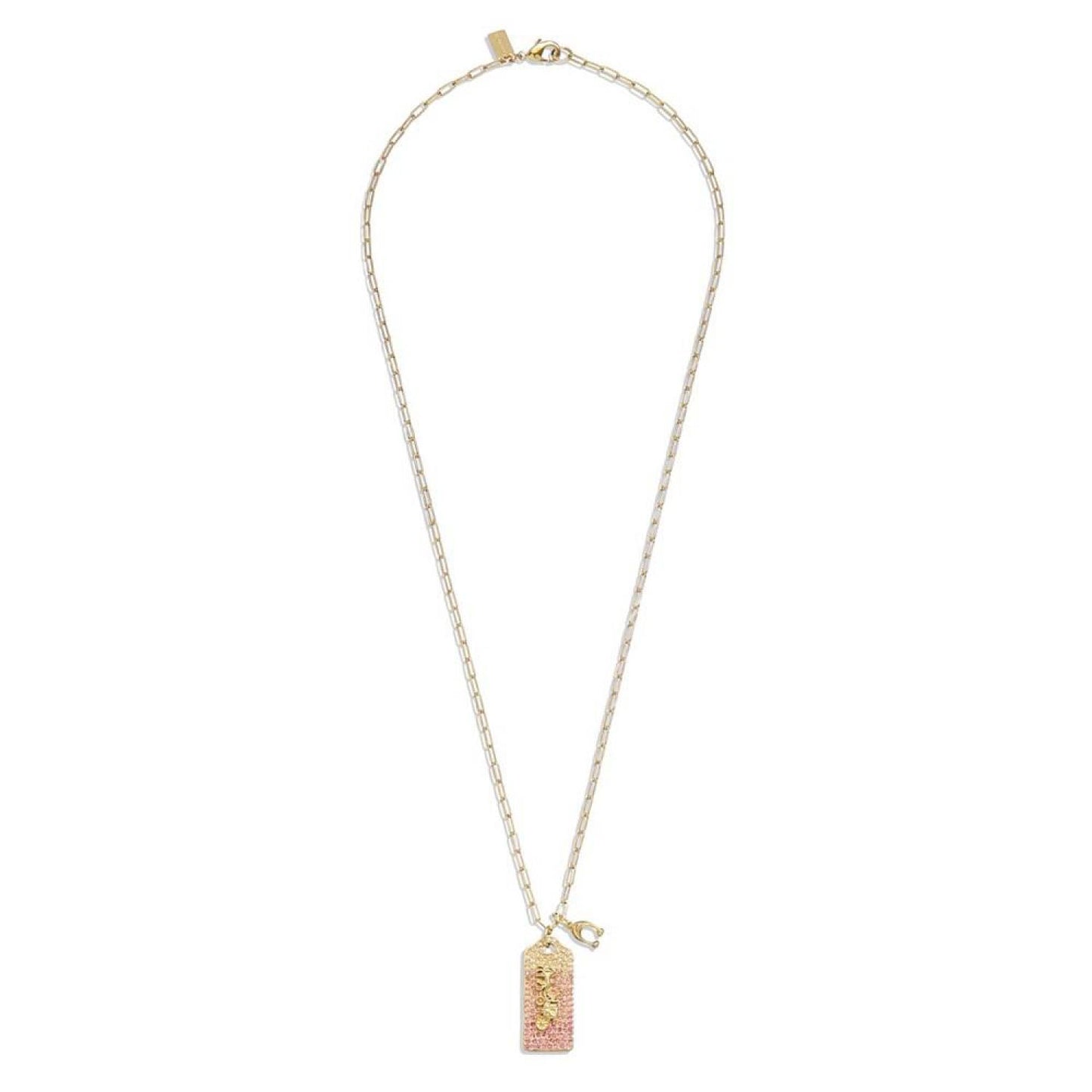 Faux Stone Signature Pave Tag Pendant Necklace