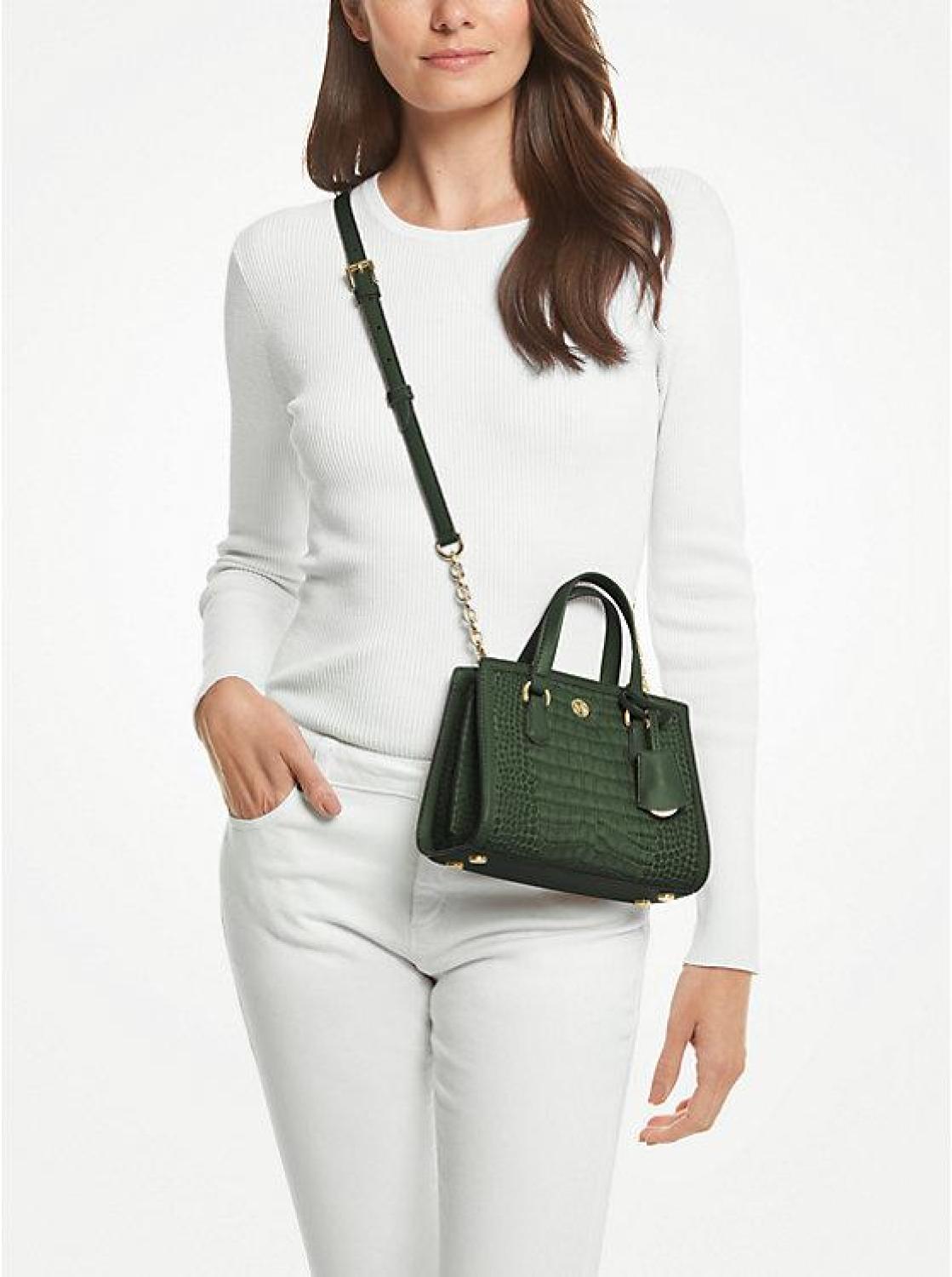 Chantal Extra-Small Crocodile Embossed Leather Messenger Bag