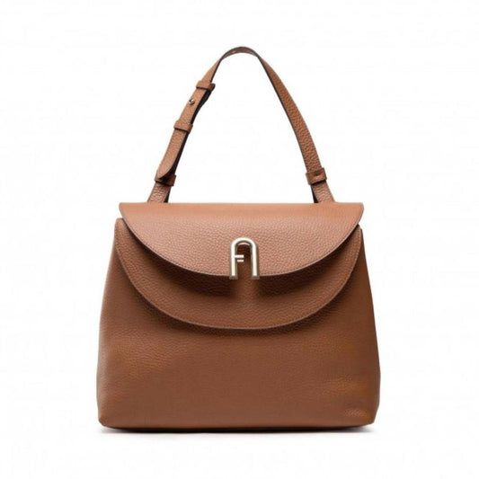 Primula L Top Handle Pebbled Leather Tote Bag In Cognac