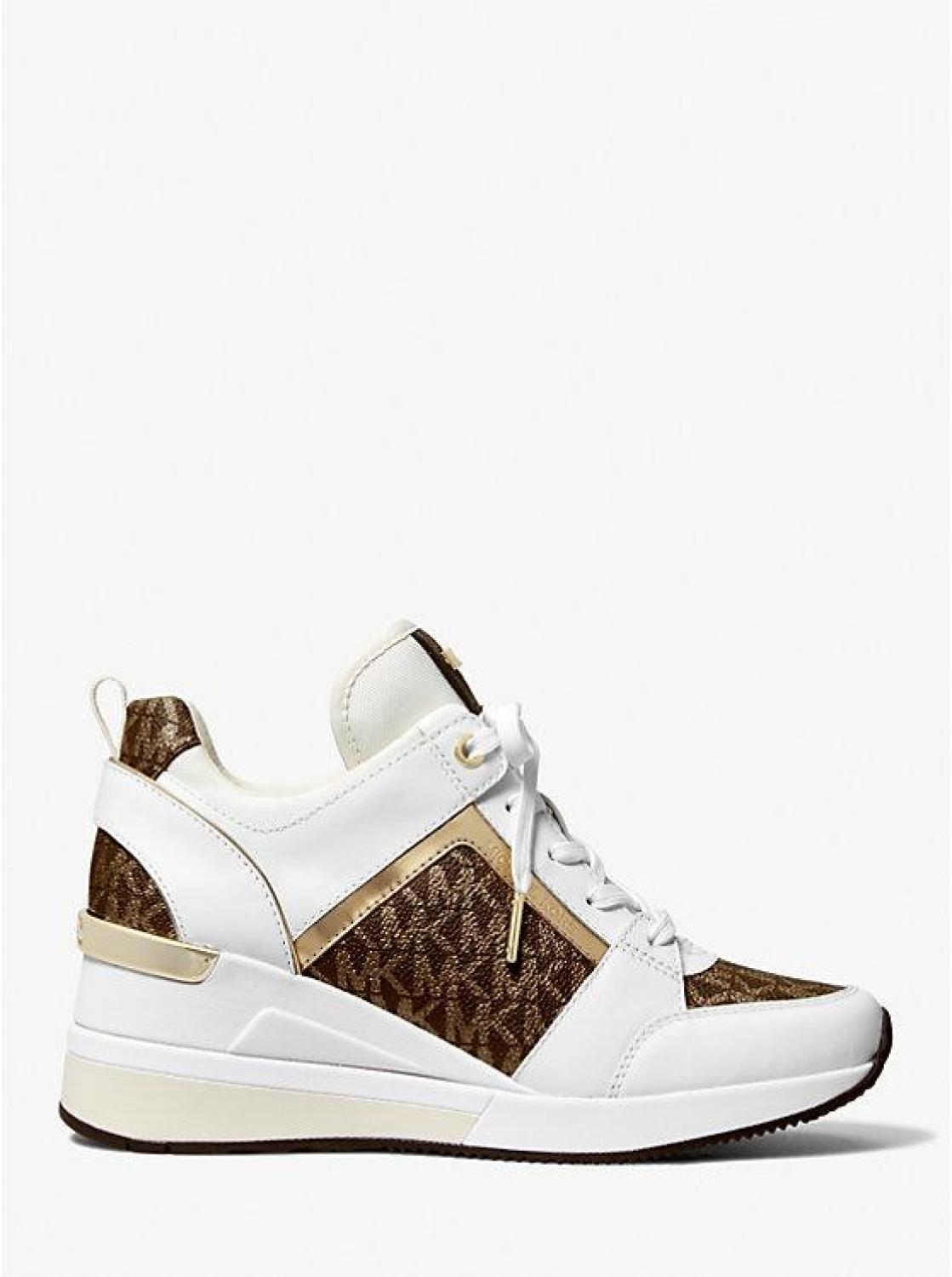Georgie Metallic Logo and Leather Trainer