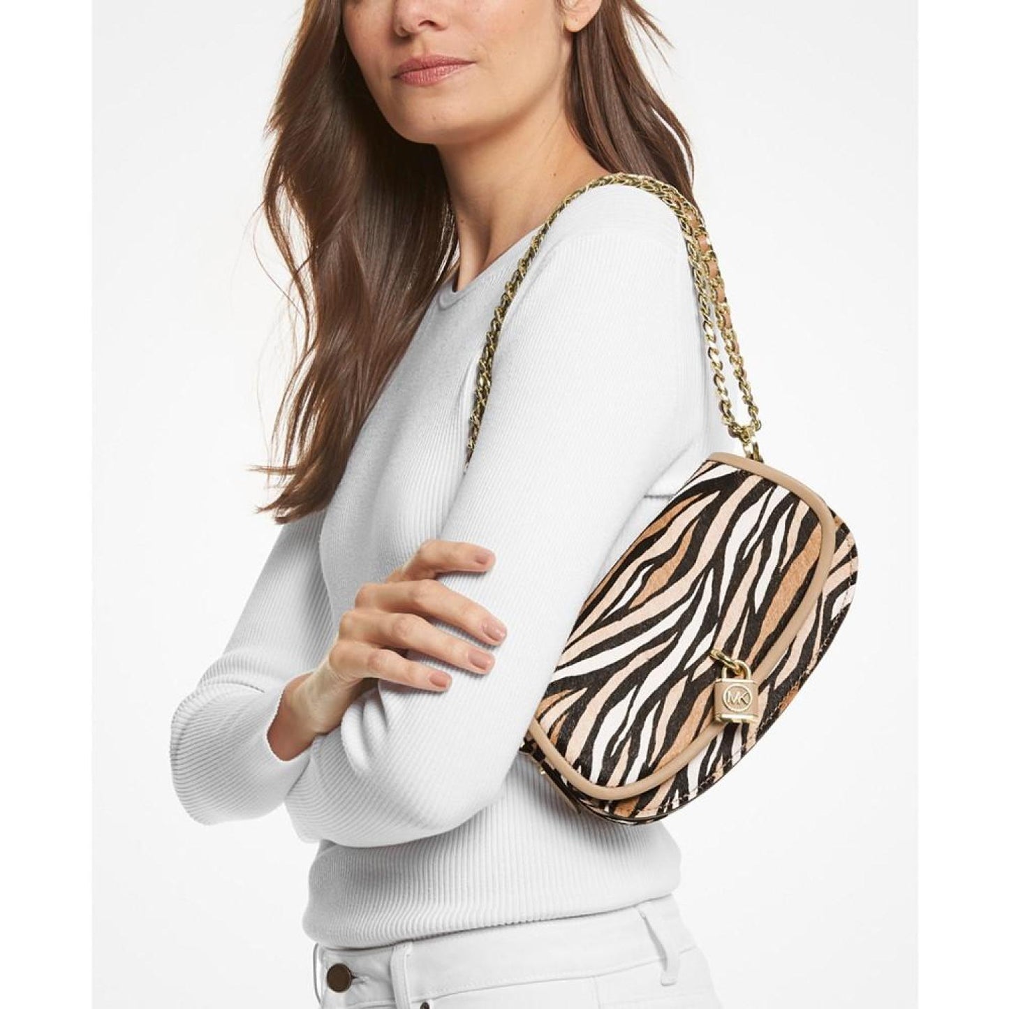 Mila Small Calf Hair East West Sling Messenger