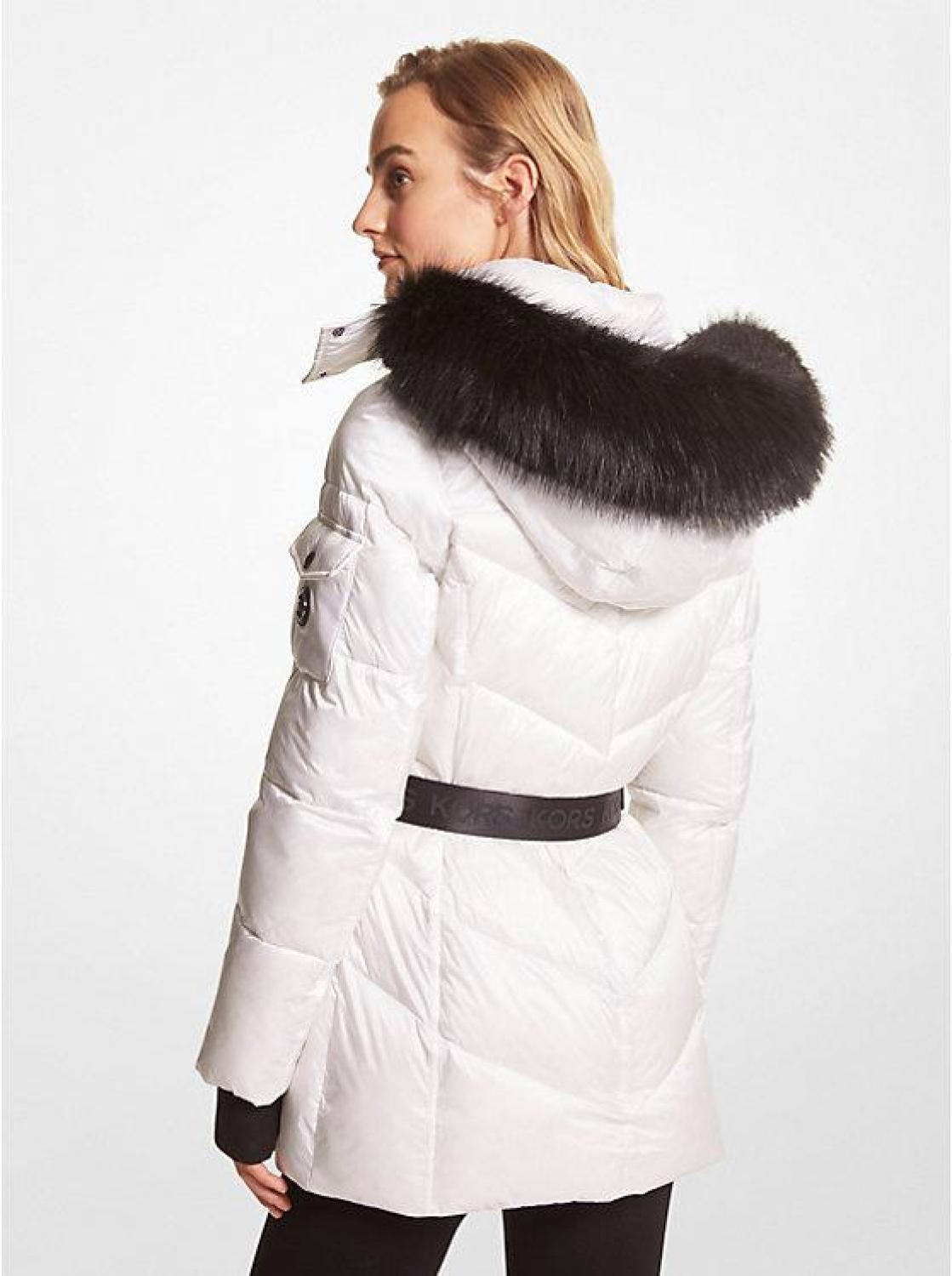 Faux Fur Trim Quilted Ciré Jacket