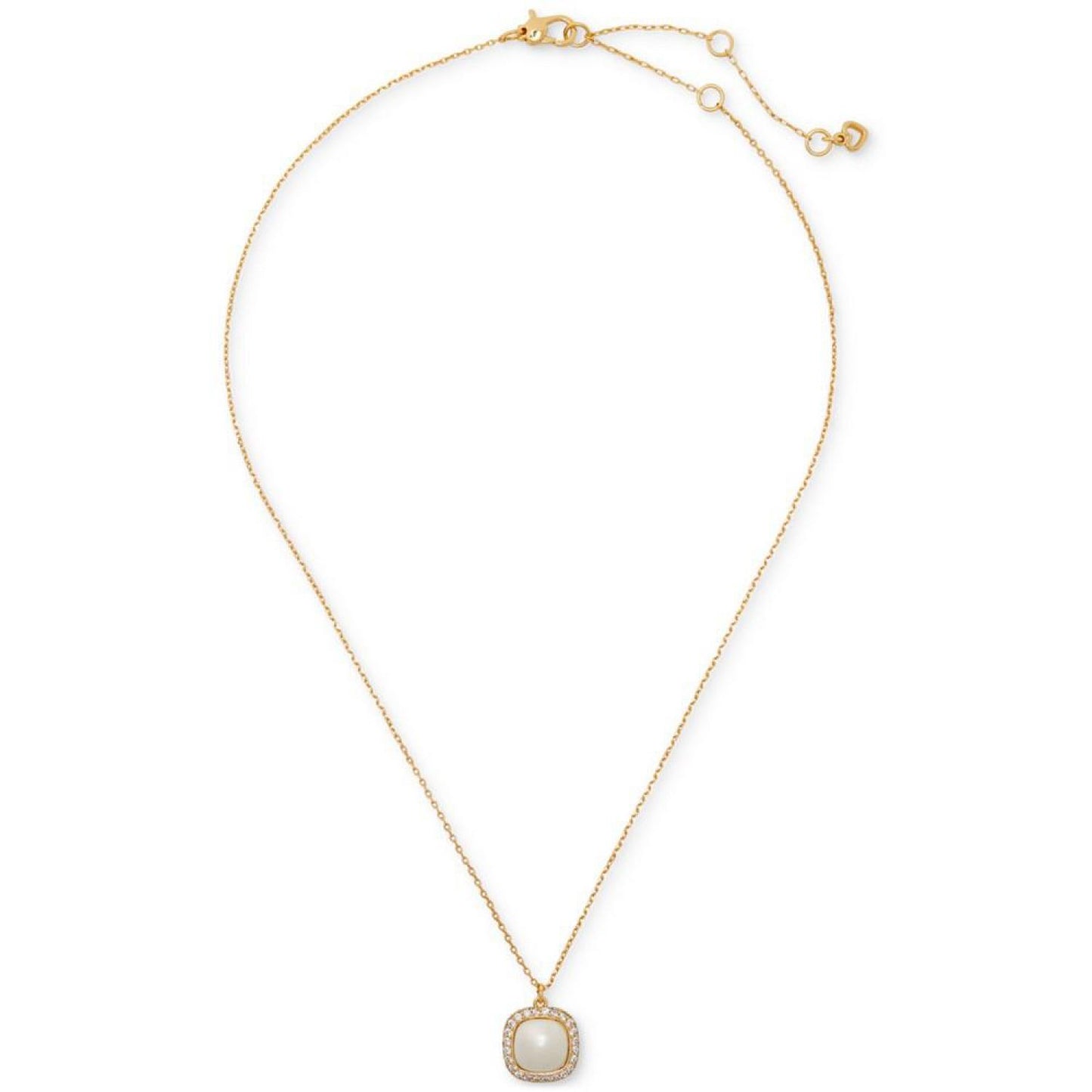 Gold-Tone Pavé & Imitation Pearl Mini Pendant Necklace, 16" + 3" extender