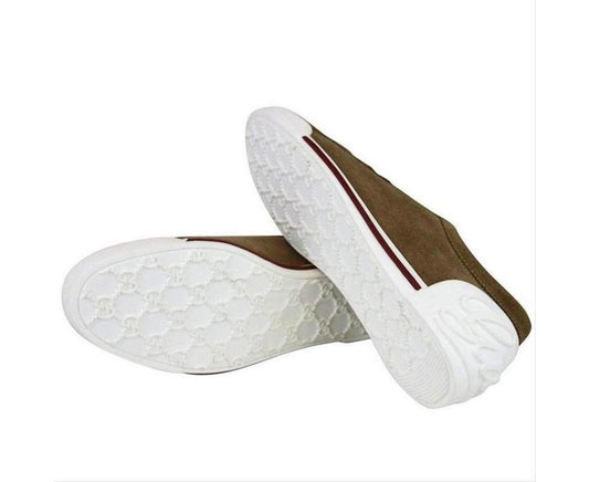 Gucci Women's Leather / Suede Trainer With Script Logo Sneaker