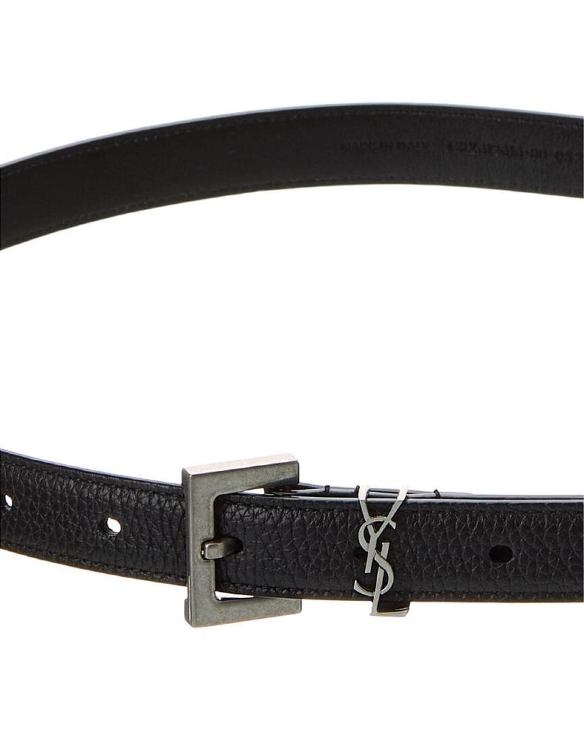 Saint Laurent Cassandre Thin Leather Belt