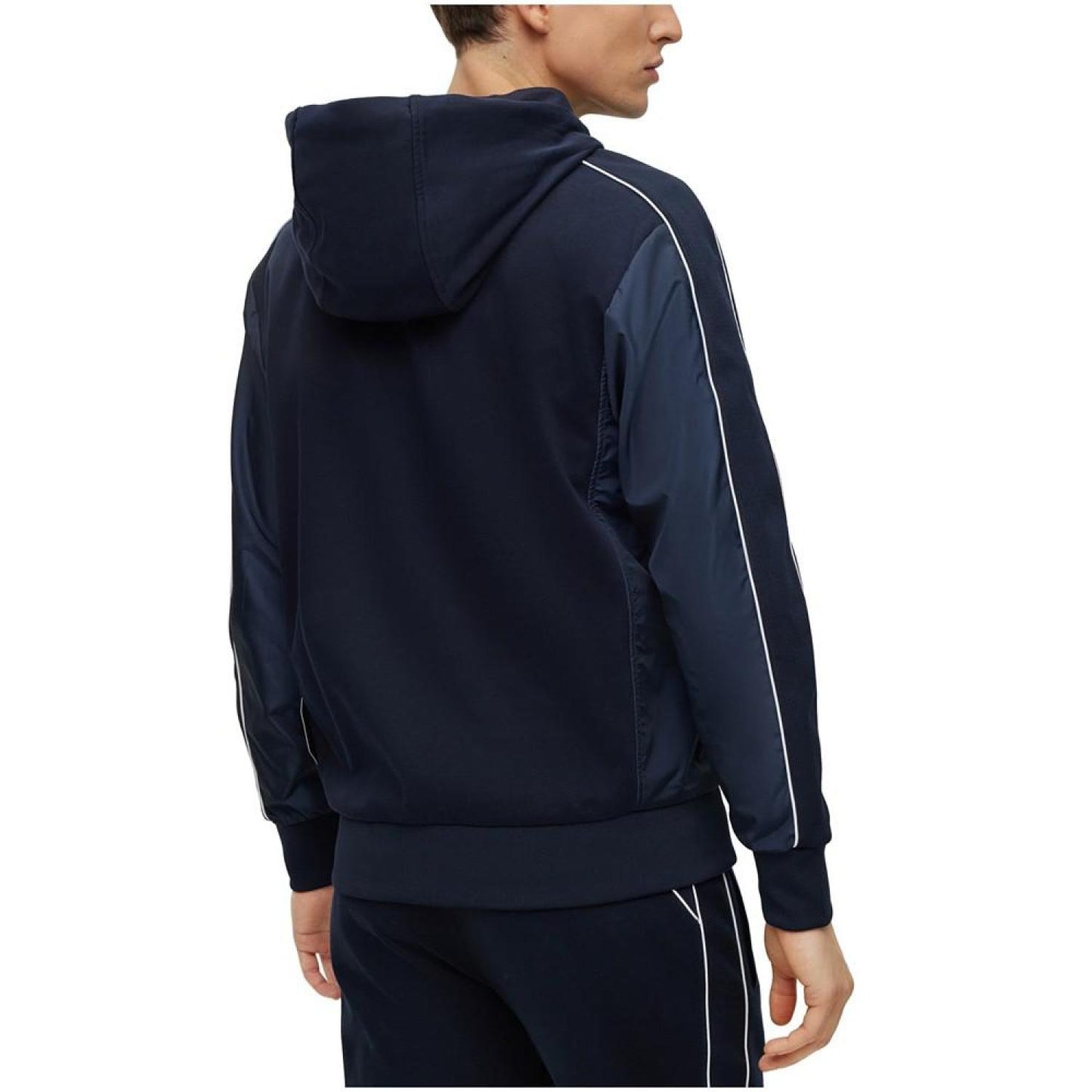 Men's Cotton-Blend Zip-Up Tonal Mesh Hoodie
