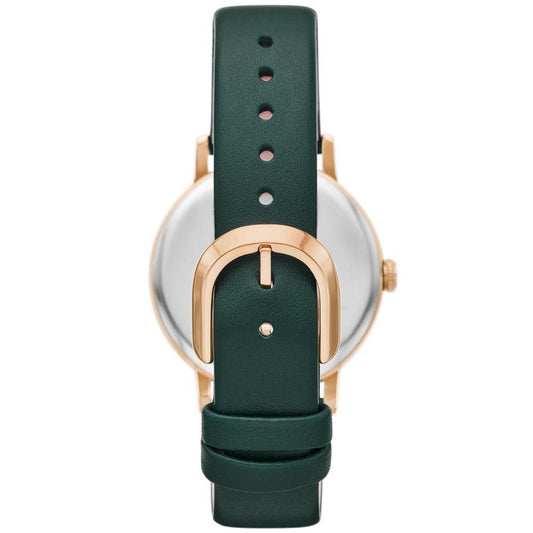 Women's Metro Three-Hand Green Leather Strap Watch, 34mm