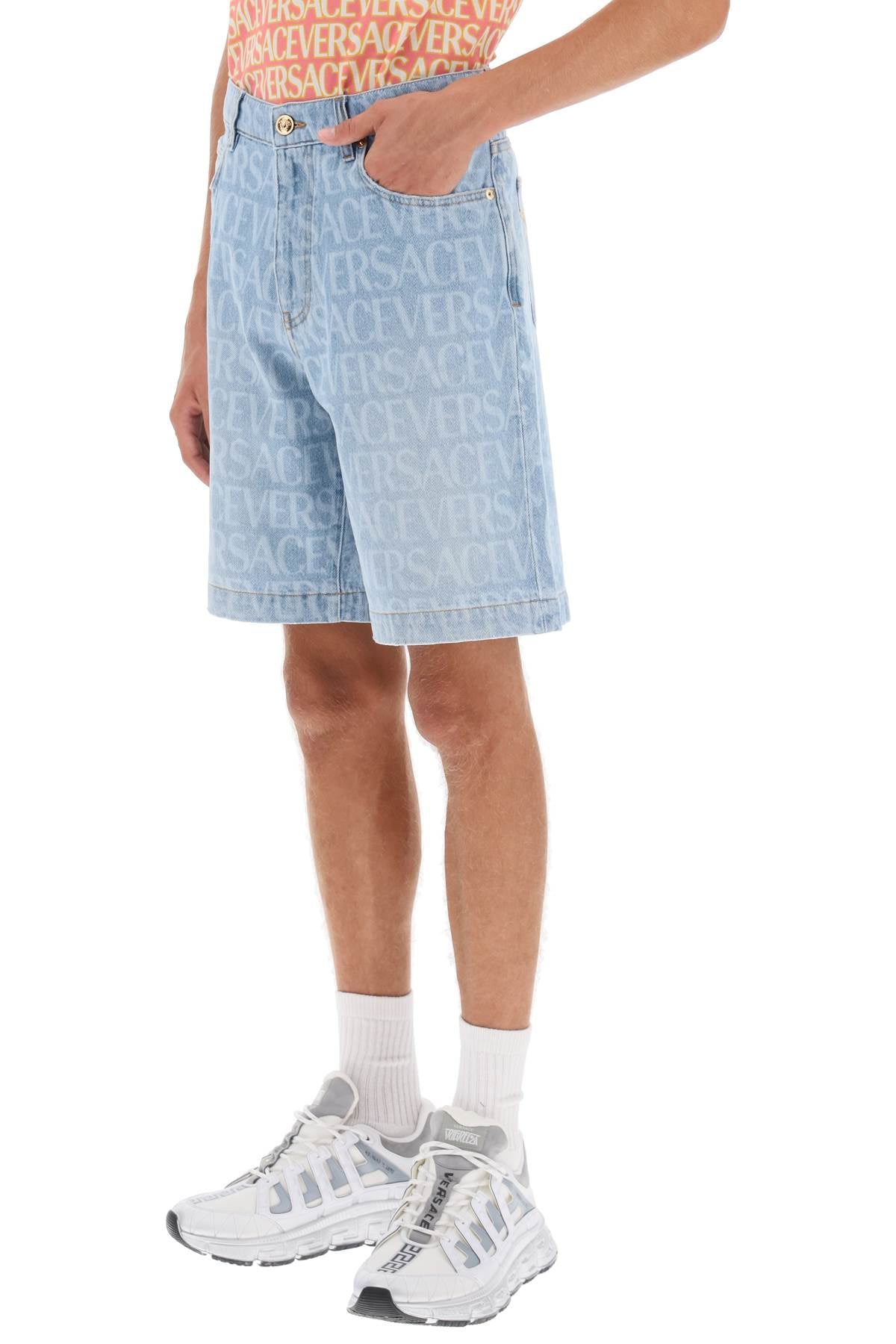 Versace allover versace denim shorts