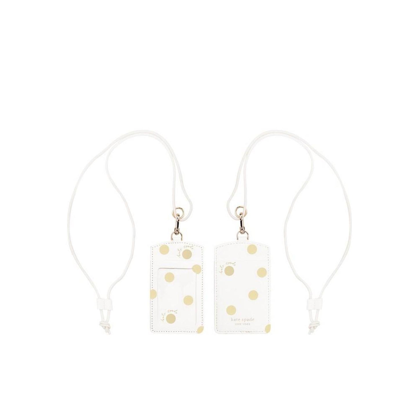 ID Holder - White with Gold Polka Dots