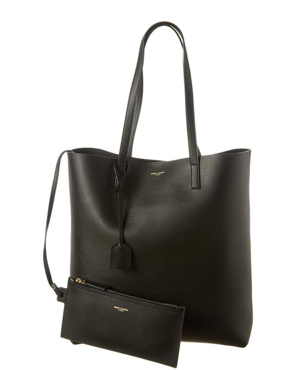 Saint Laurent North/South Medium Leather Shopper Tote