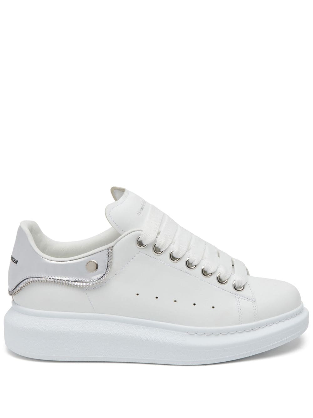Alexander mcqueen white and silver trainers on sale