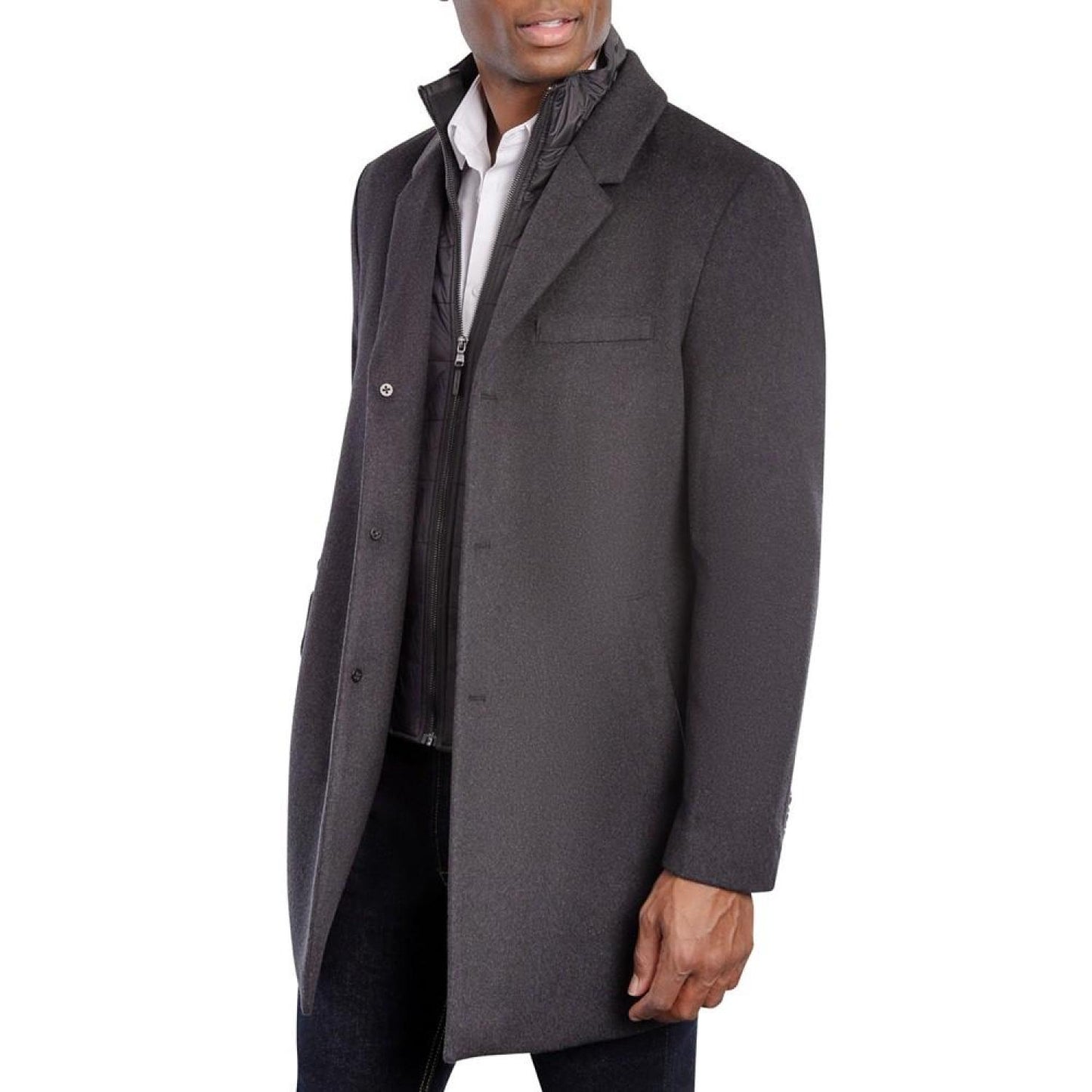 Michael Kors Men's Water-Resistant Slim-Fit Overcoat with Zip-Out Liner