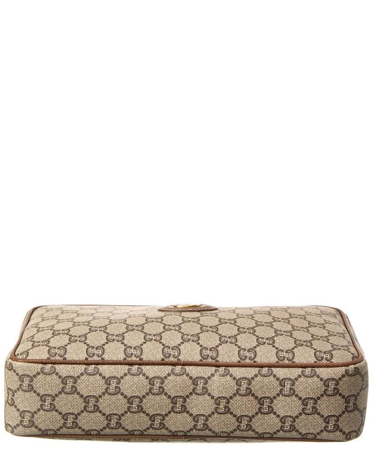 Gucci Brown GG Supreme Canvas Plus Pouch (Authentic Pre-Owned)