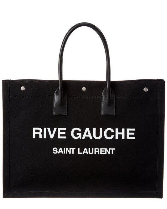 Saint Laurent Rive Gauche Canvas & Leather Tote
