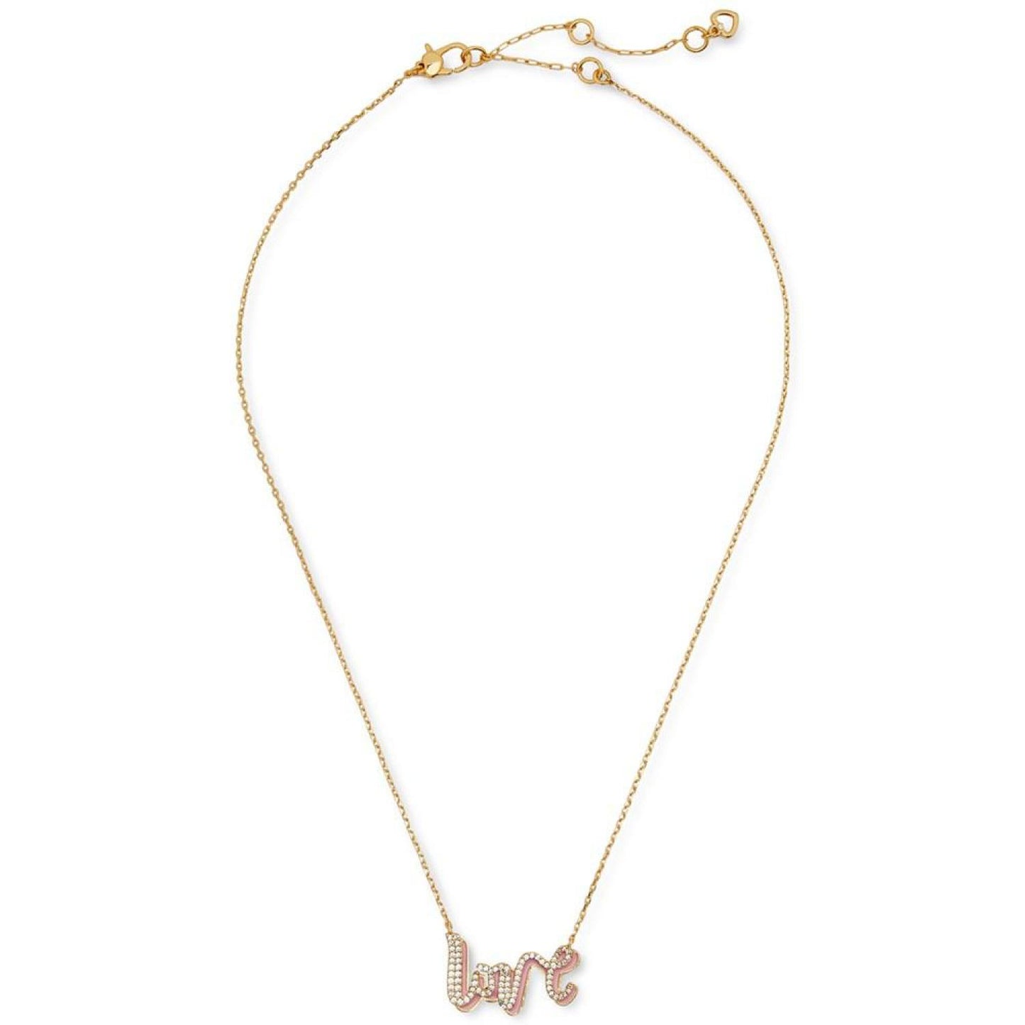 Say Yes Gold-Tone Crystal Love Pendant Necklace, 16" + 3" extender