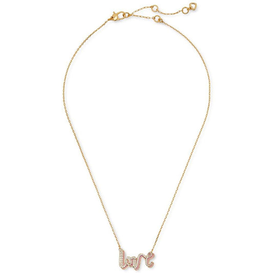 Say Yes Gold-Tone Crystal Love Pendant Necklace, 16" + 3" extender