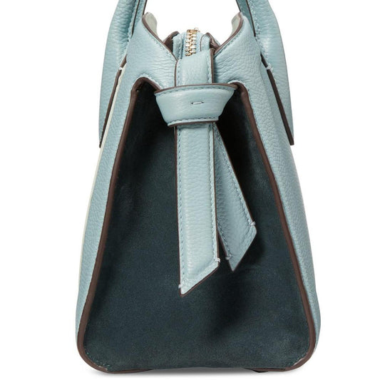 Knott Colorblocked Pebbled Leather and Suede Medium Zip Top Satchel