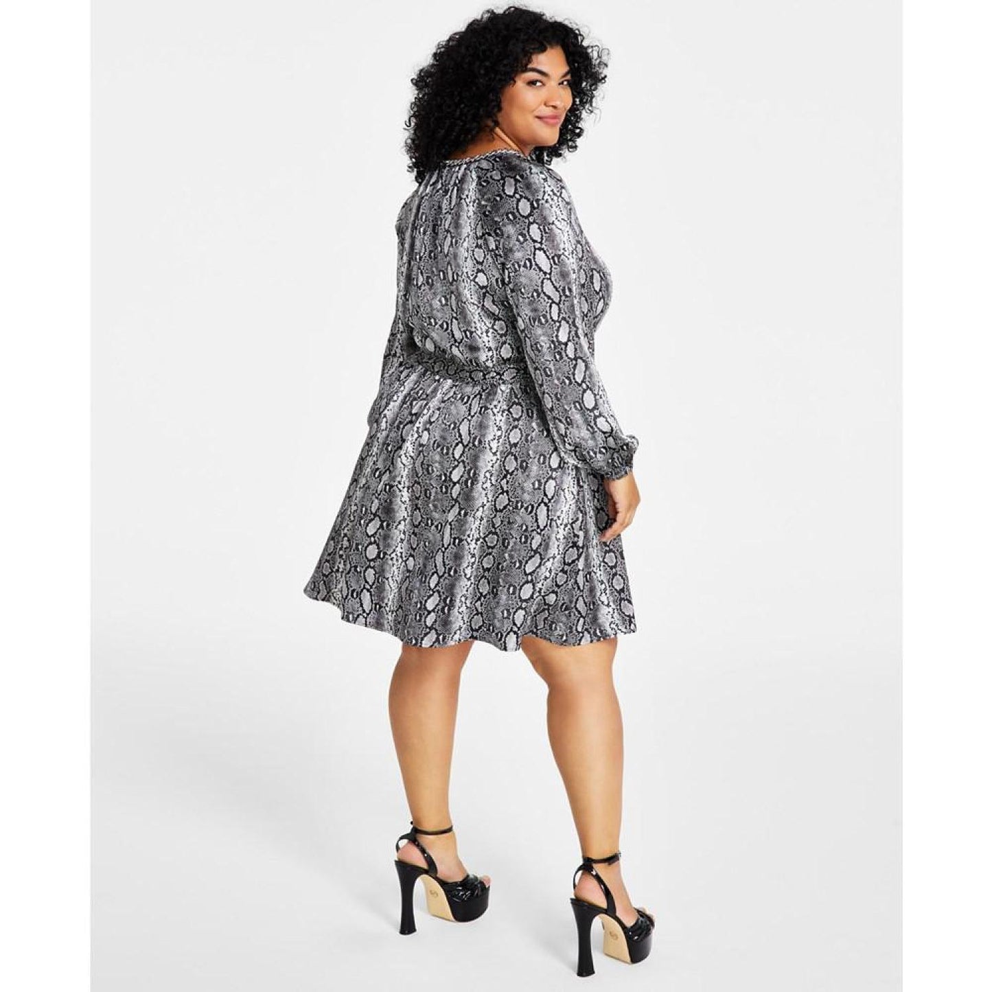 Plus Size Snakeskin-Print Chain-Neck Mini Dress