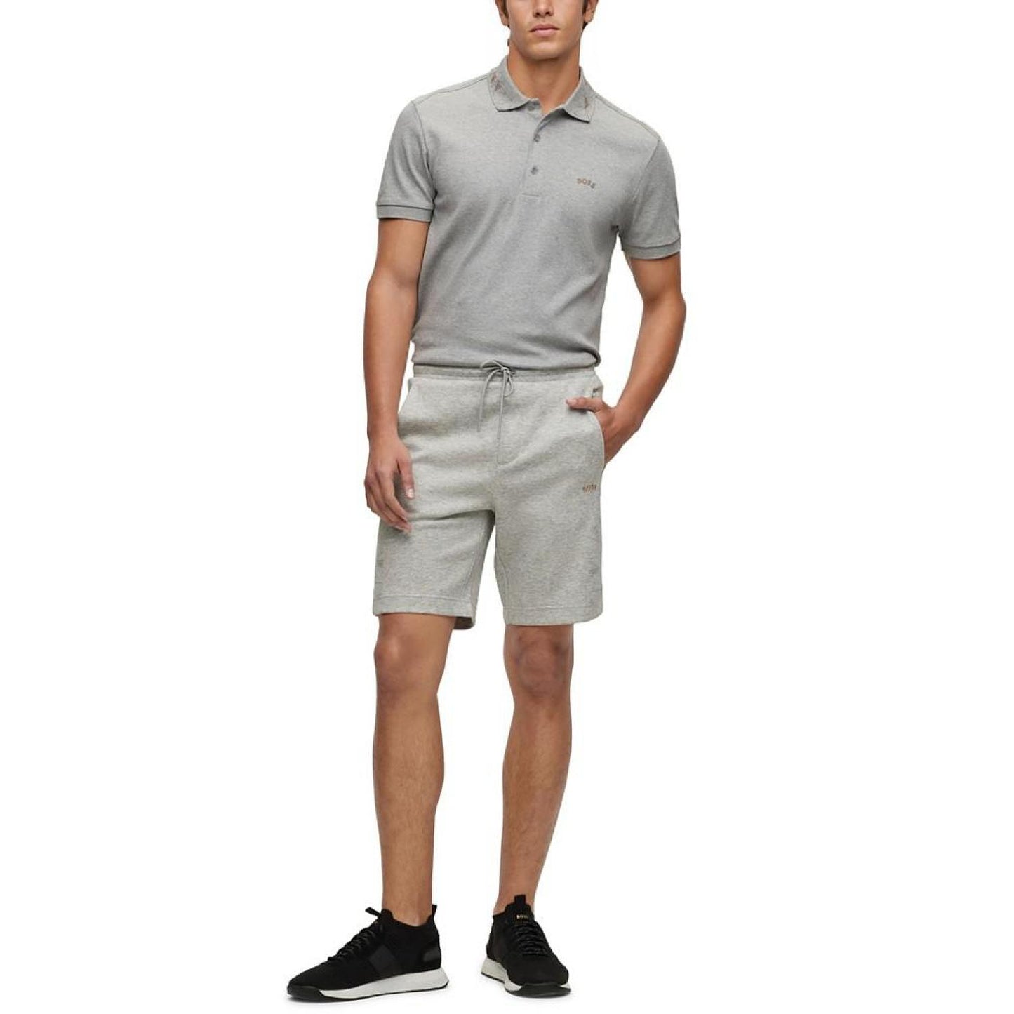 Men's Grid Embroidery Regular-Fit Shorts