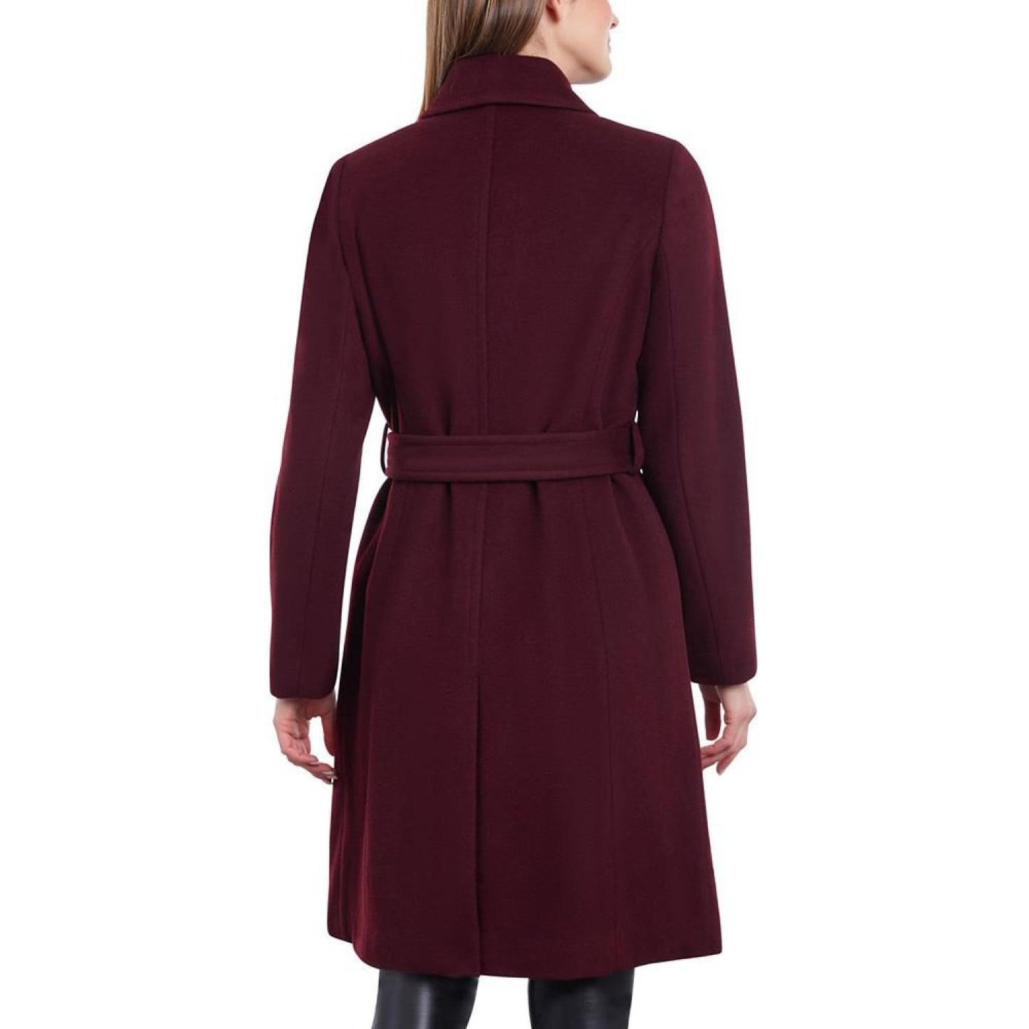 Women's Petite Belted Notched-Collar Wrap Coat