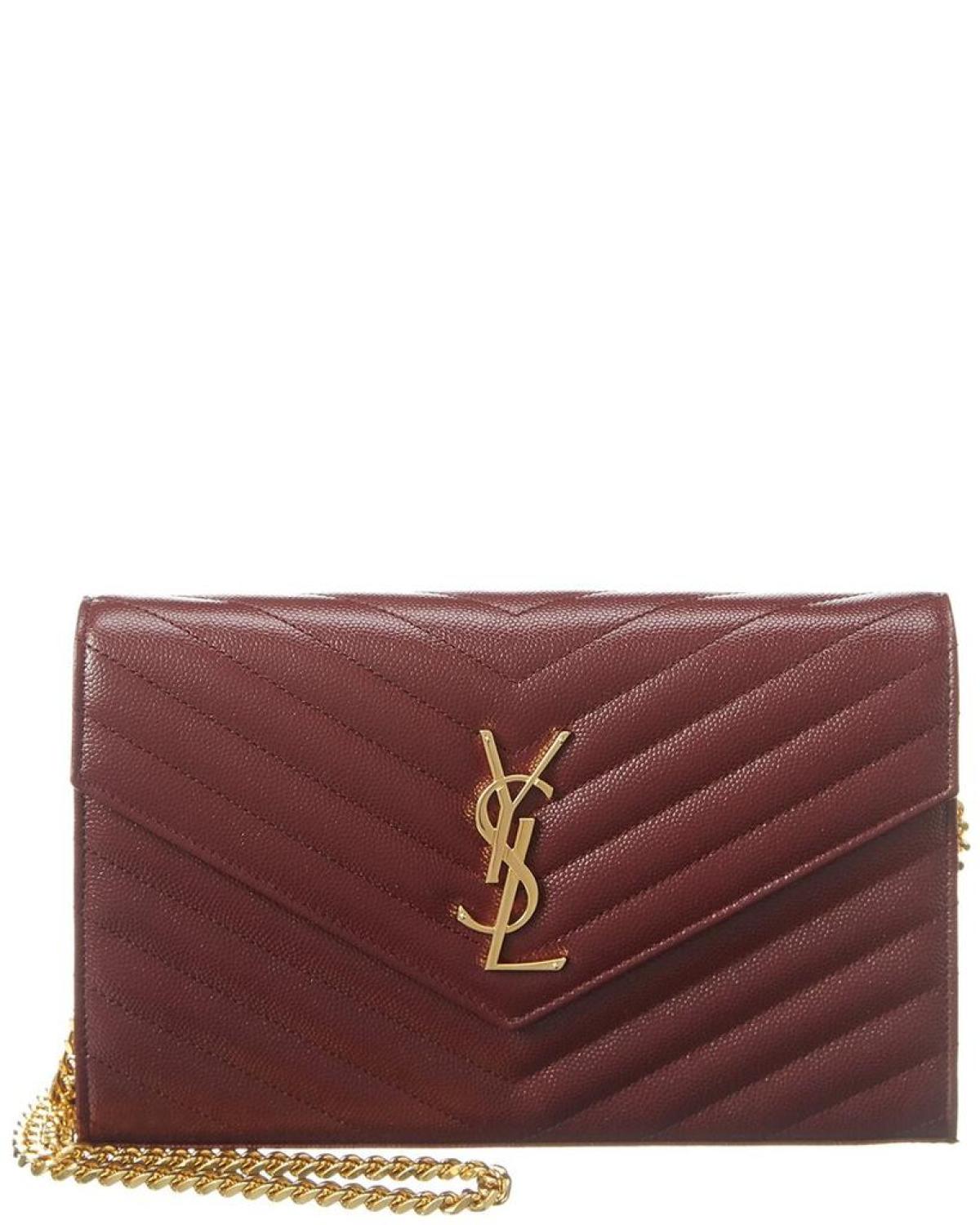 Saint Laurent Medium Monogram Matelasse Leather Wallet On Chain