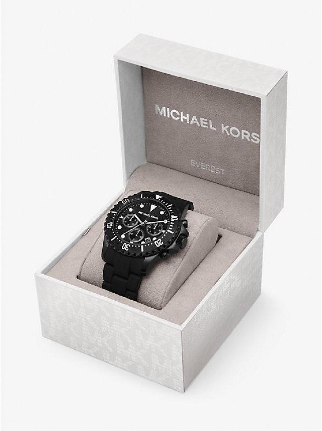 Oversized Everest Black-Tone and Silicone Watch