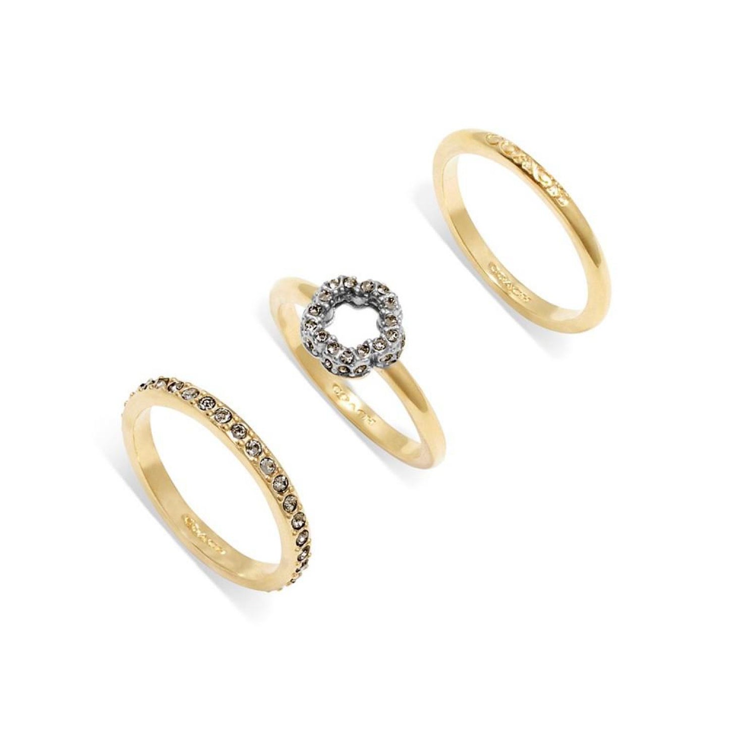 Faux Stone Signature Pave Tea Rose Ring Set