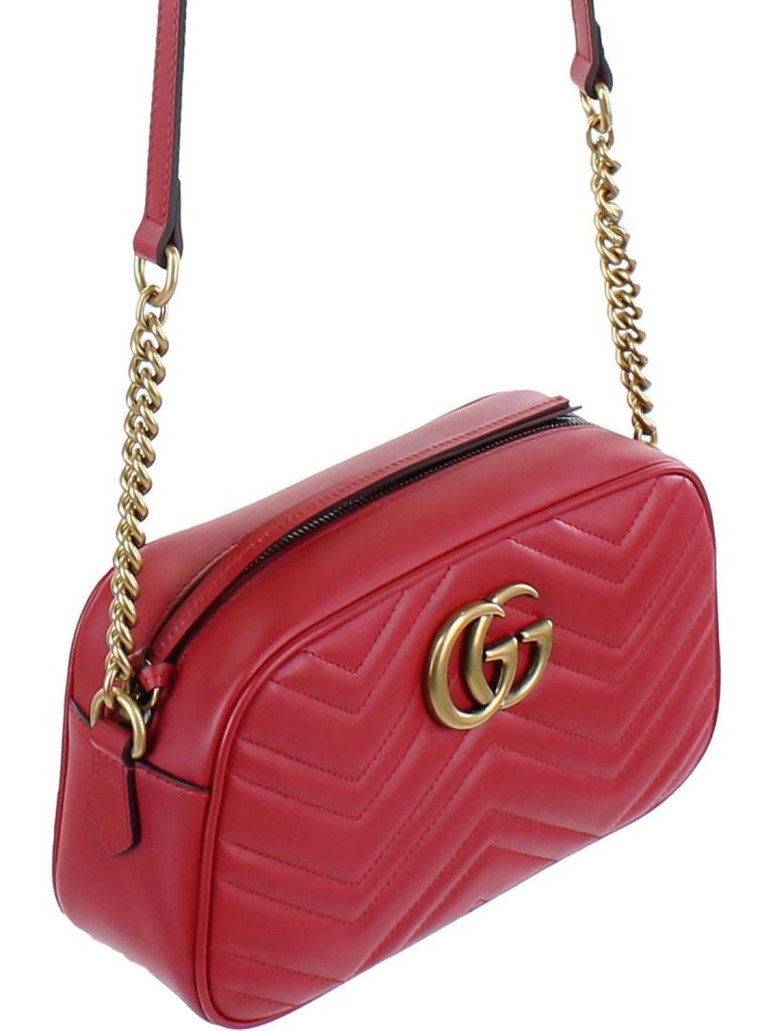GG Marmont Womens Leather Chevron Shoulder Handbag