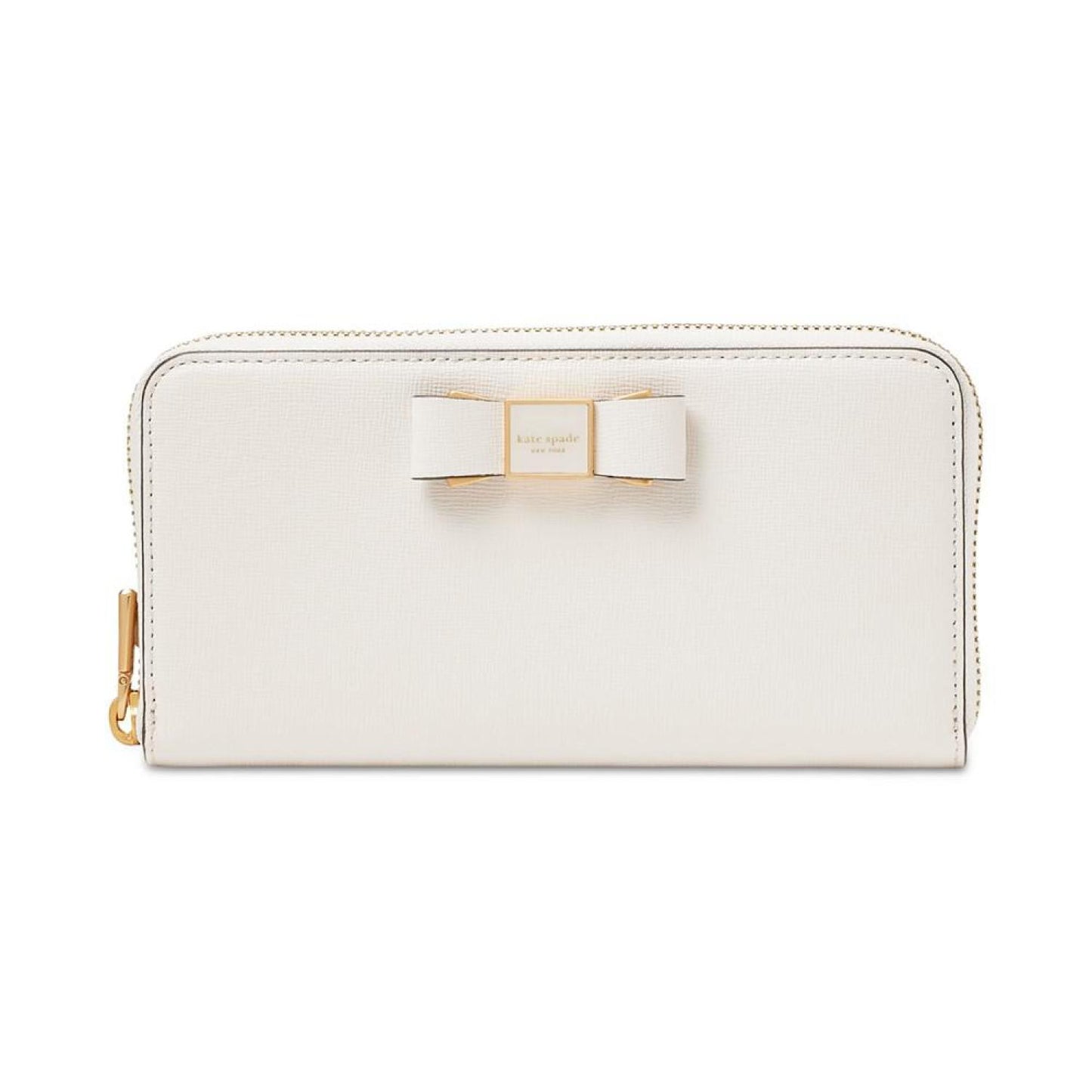 Morgan Bow Embellished Saffiano Leather Continental Wallet