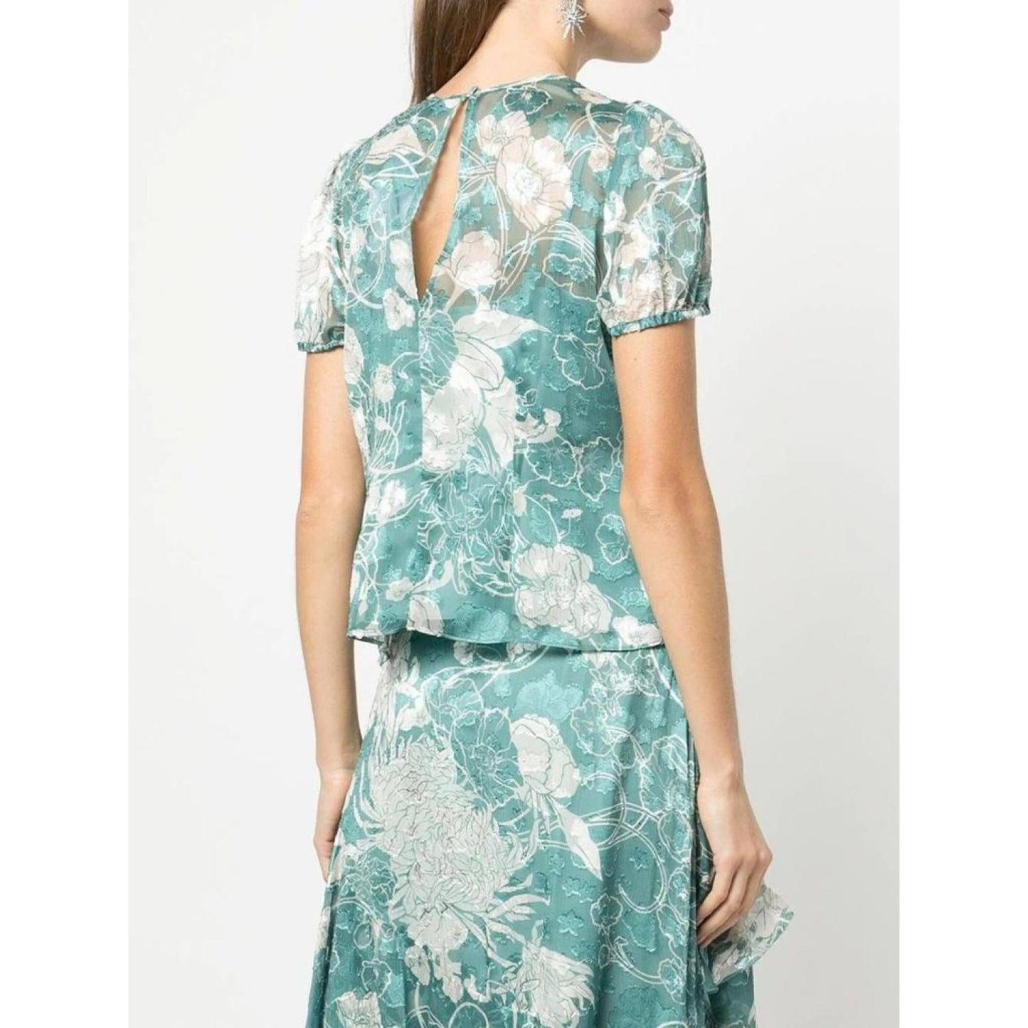 Short Sleeved Chiffon Burnout Top