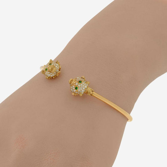 Gucci Le Marche Des Merveilles 18K Yellow Gold, Diamond 0.63ct. tw. and Tsavorite Cuff Bracelet YBA482053001017