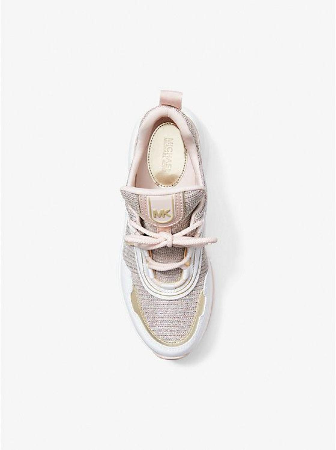 Olympia Glitter Chain-Mesh and Leather Trainer