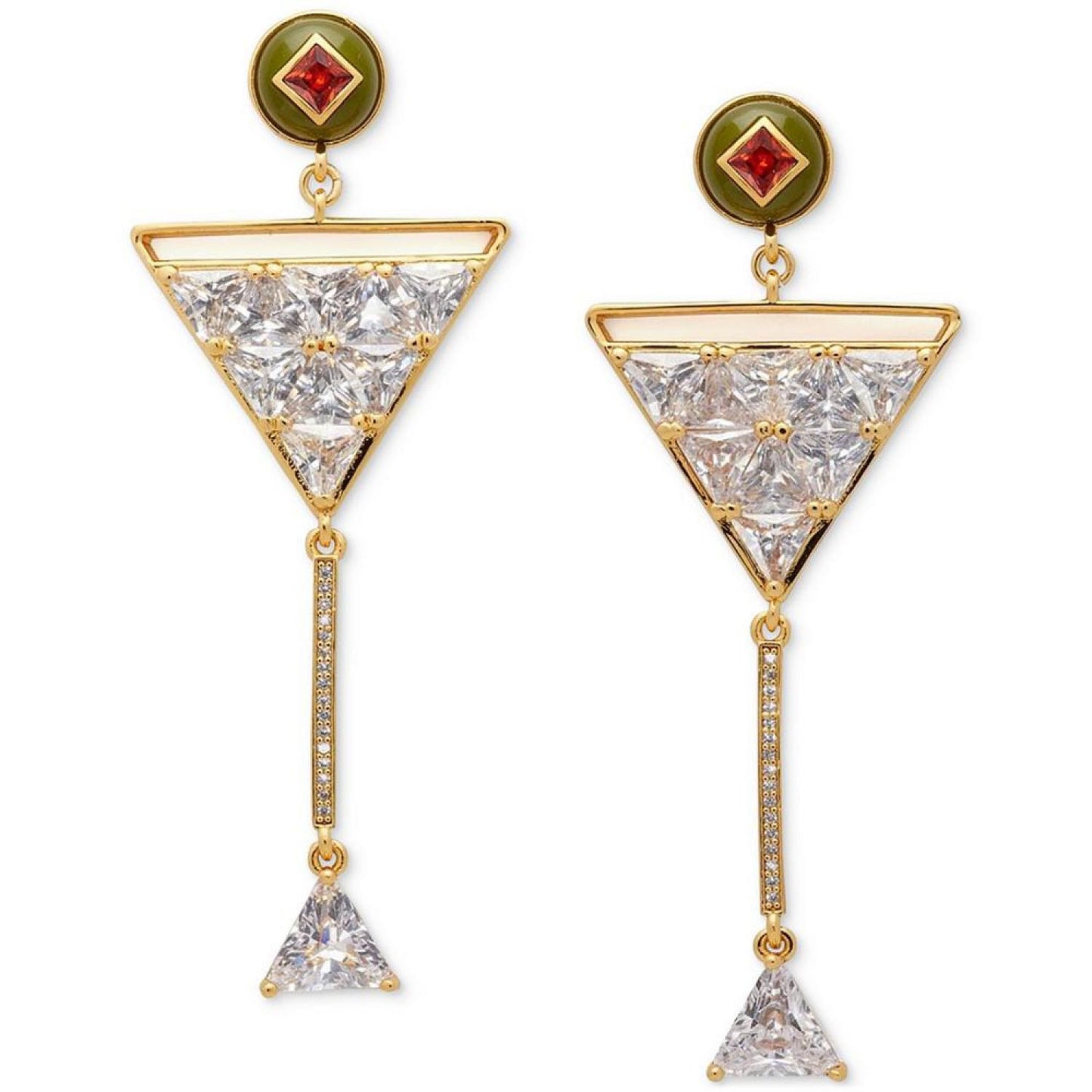 Gold-Tone Cubic Zirconia Martini Statement Earrings