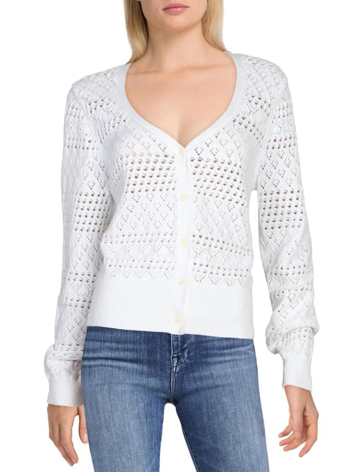 Womens Button Down Knit V-Neck Sweater