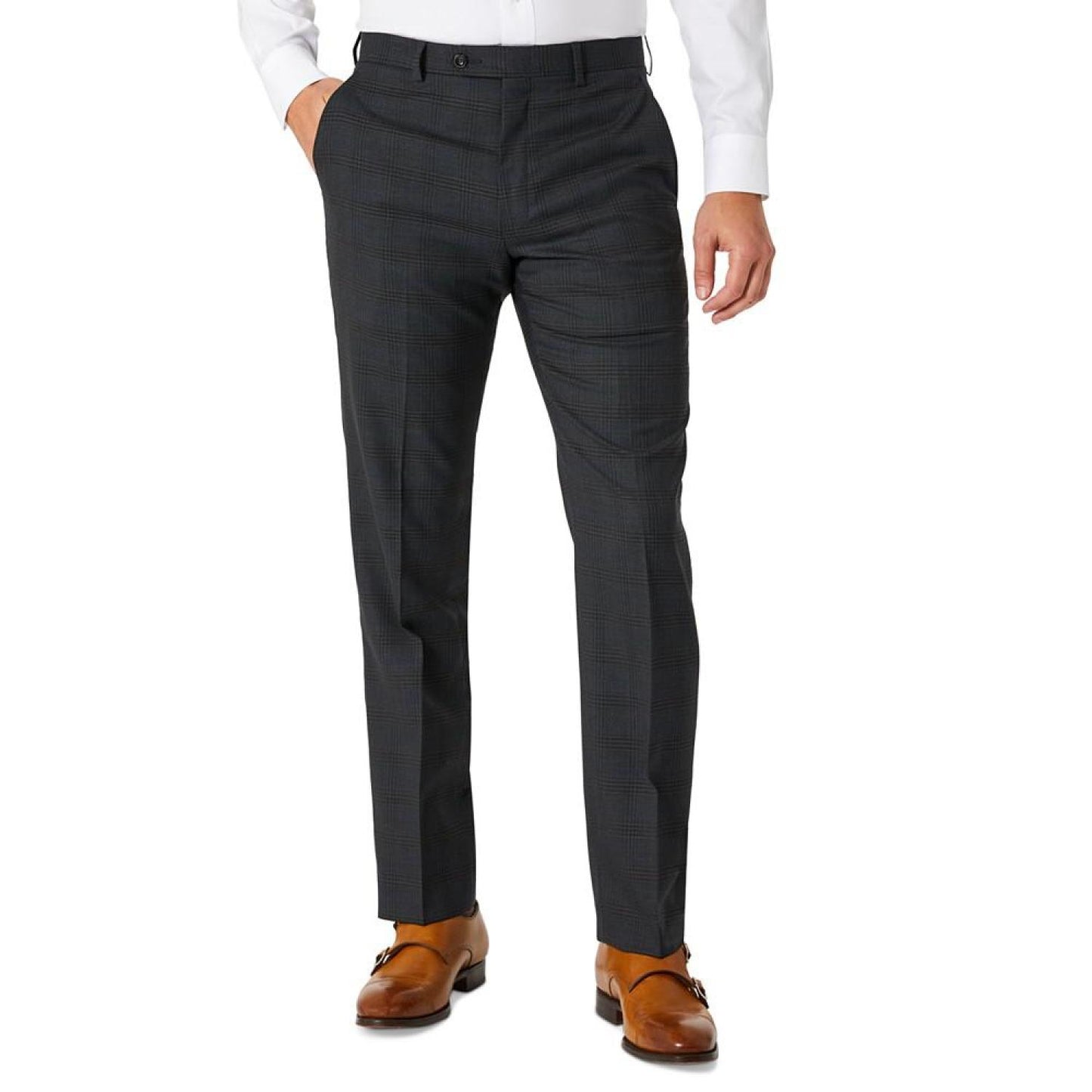 Men's Modern-Fit Airsoft Stretch Wool Suit Pants