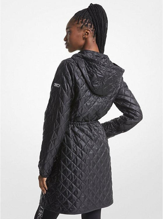Quilted Satin Ciré Hooded Jacket