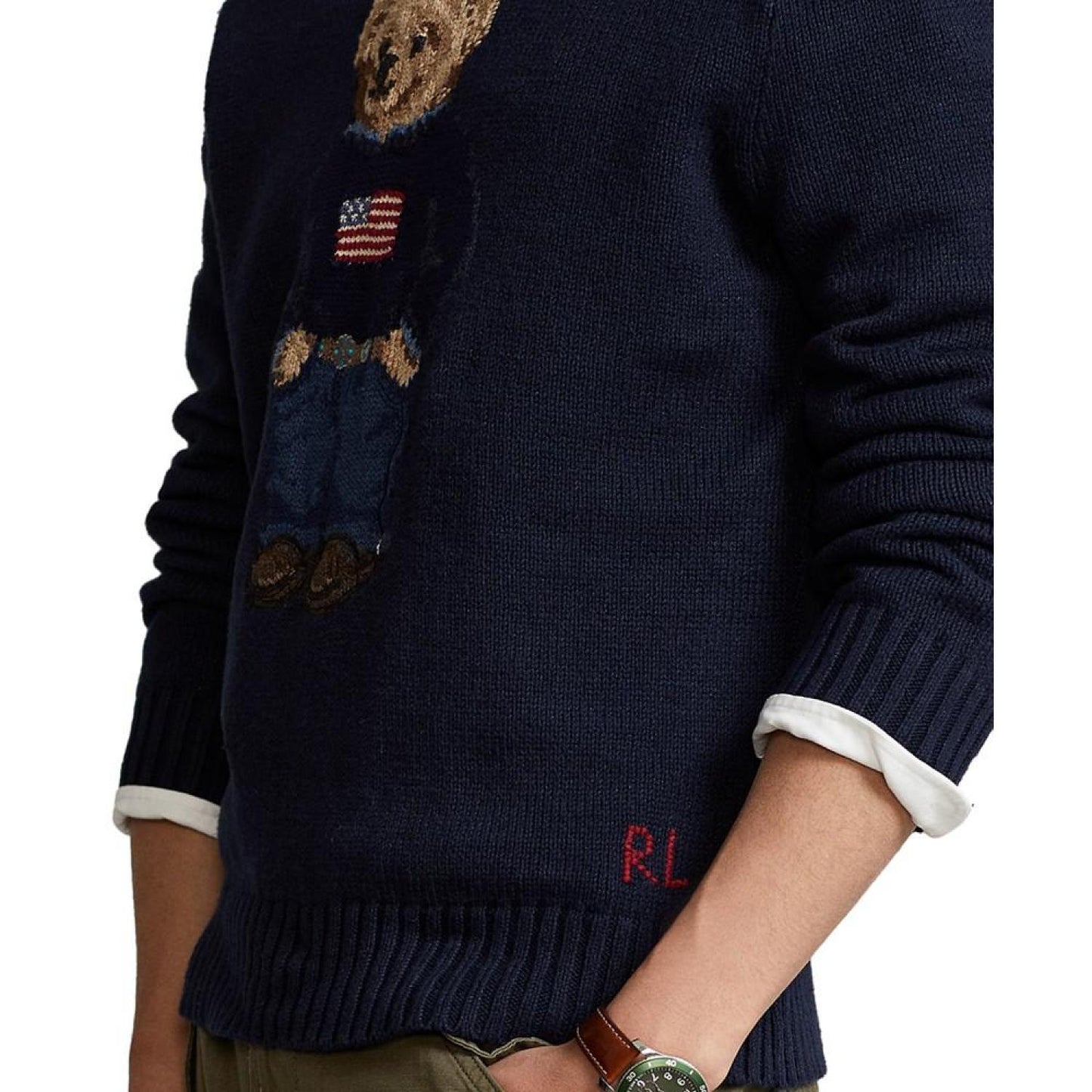 Men's Polo Bear Cotton-Linen Sweater
