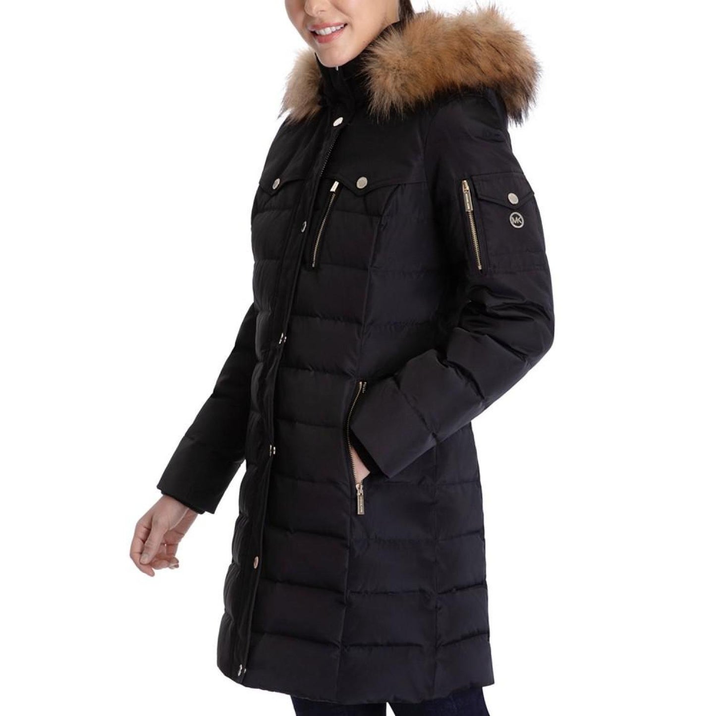 Women's Faux-Fur-Trim Hooded Puffer Coat, Created for Macy's