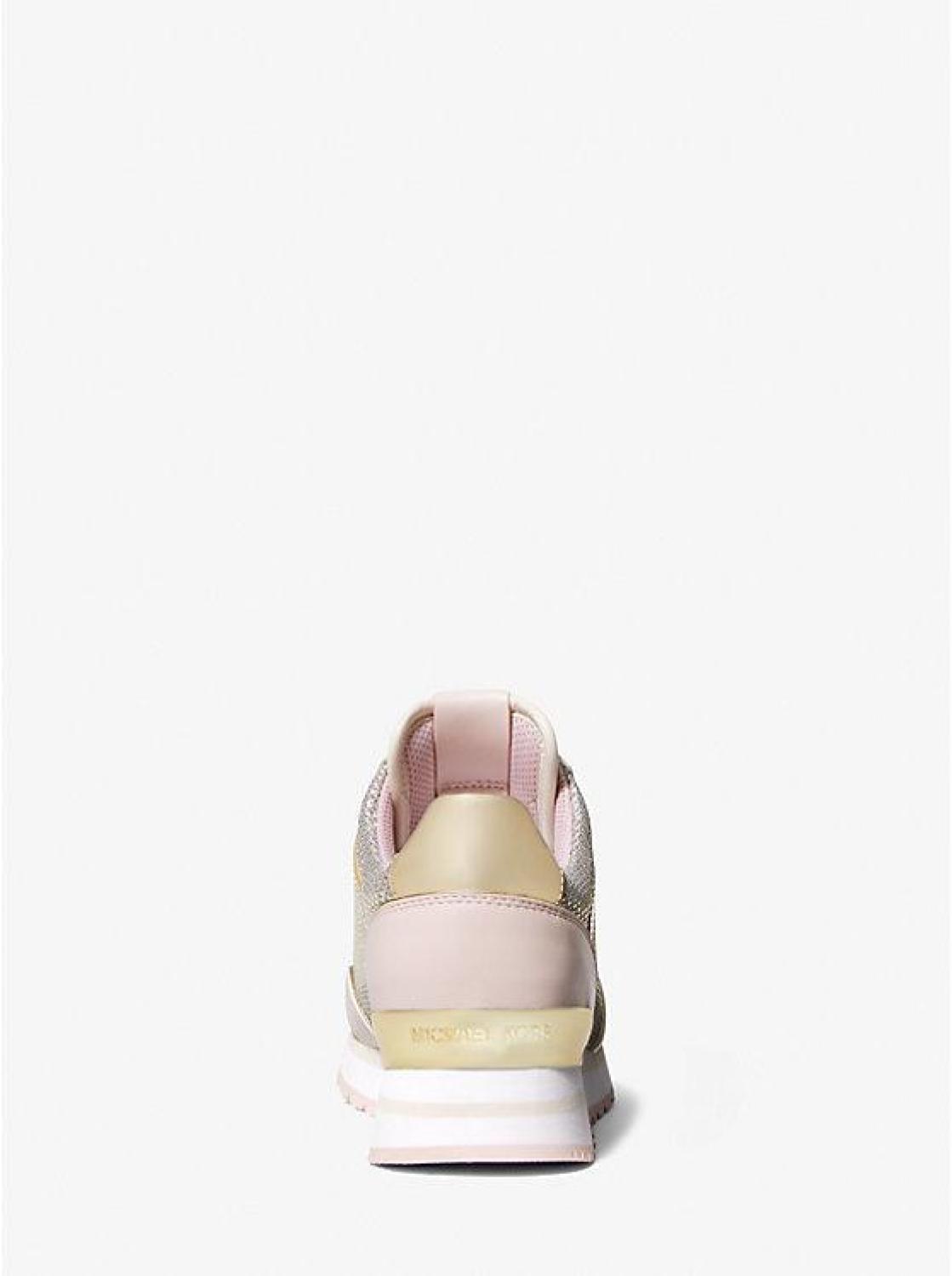 Maddy Leather and Glitter Chain-Mesh Trainer