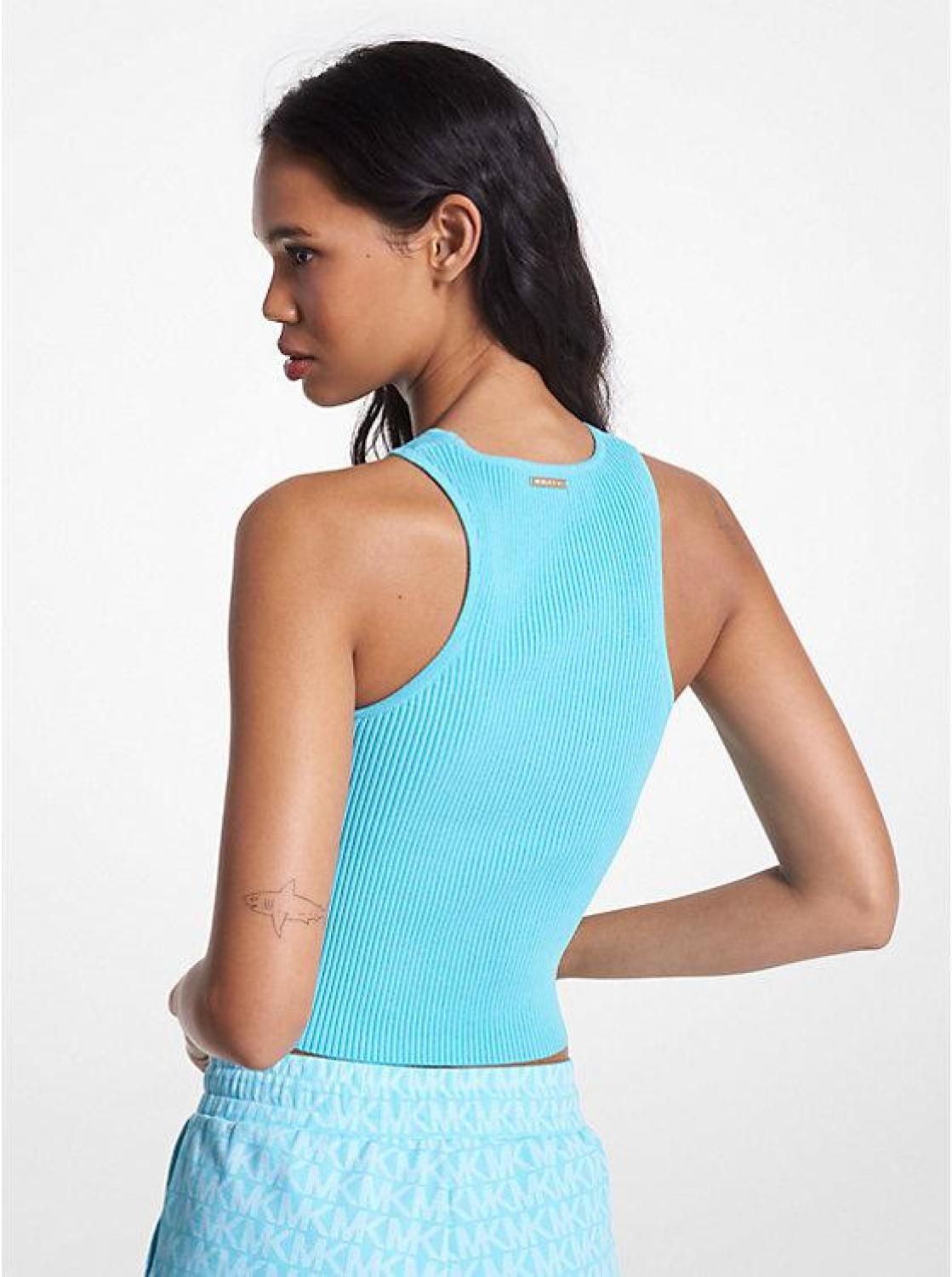 Ribbed Recycled Viscose Blend Cropped Tank Top