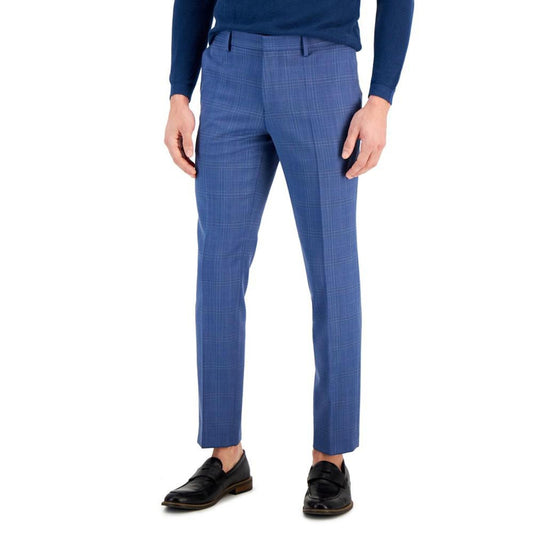 Men's Slim-Fit Plaid Superflex Suit Pants